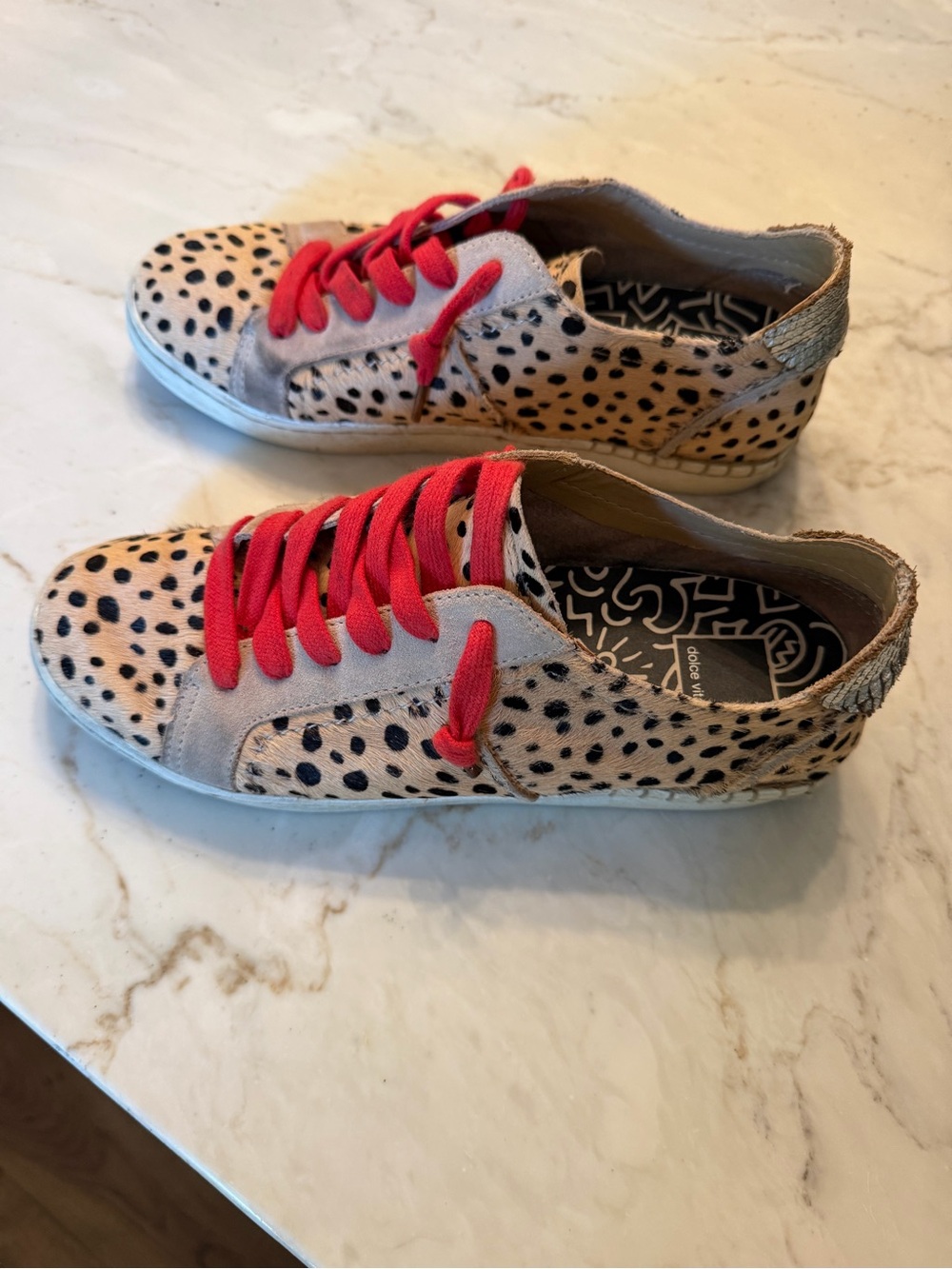 Womens Leopard Print Sneakers with Red Laces